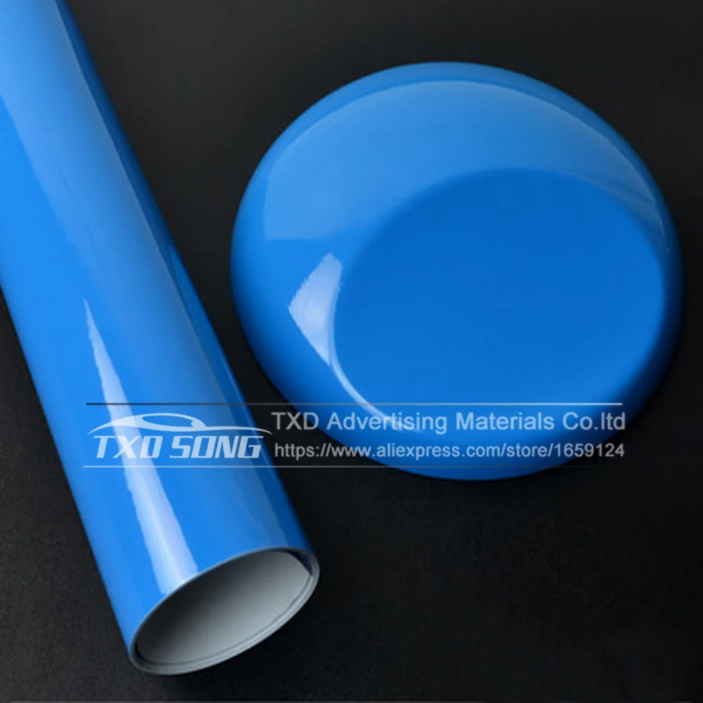 middle blue 10/20 Вт, 30 Вт/40/50/60*152 см Высокое качество желтый глянцевый виниловая пленка блеск желтый винил Обёрточная бумага пузырьков автомобиля Обёрточная бумага ping - Название цвета: middle blue