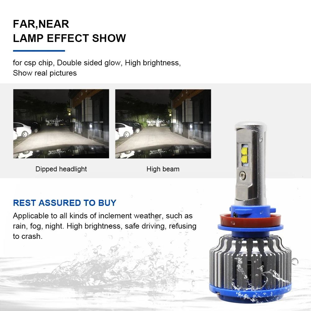Super Bright 70w 6000k 8000lm CSP led light bulb H1 H7 H4 9005 9006 H11 motorcycle head lamp replacement headlight set with fan |