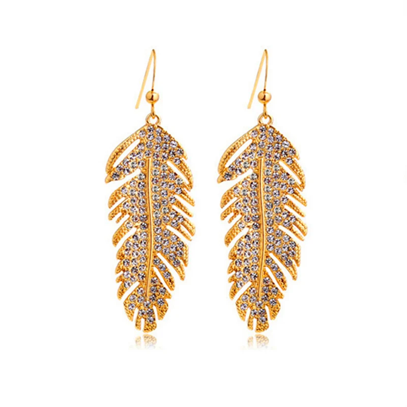 2017 чешские серьги крылья любви Листья кристалл инкрустированные падение