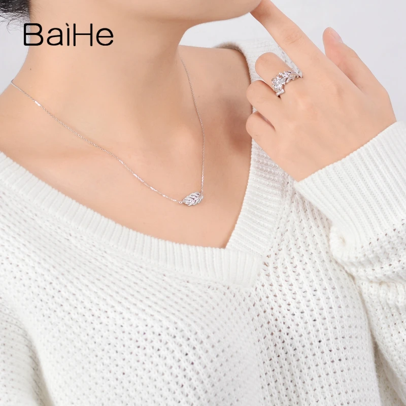 BAIHE однотонные 18K желтое золото 0.12ct H/SI натуральные бриллианты Женские Модные