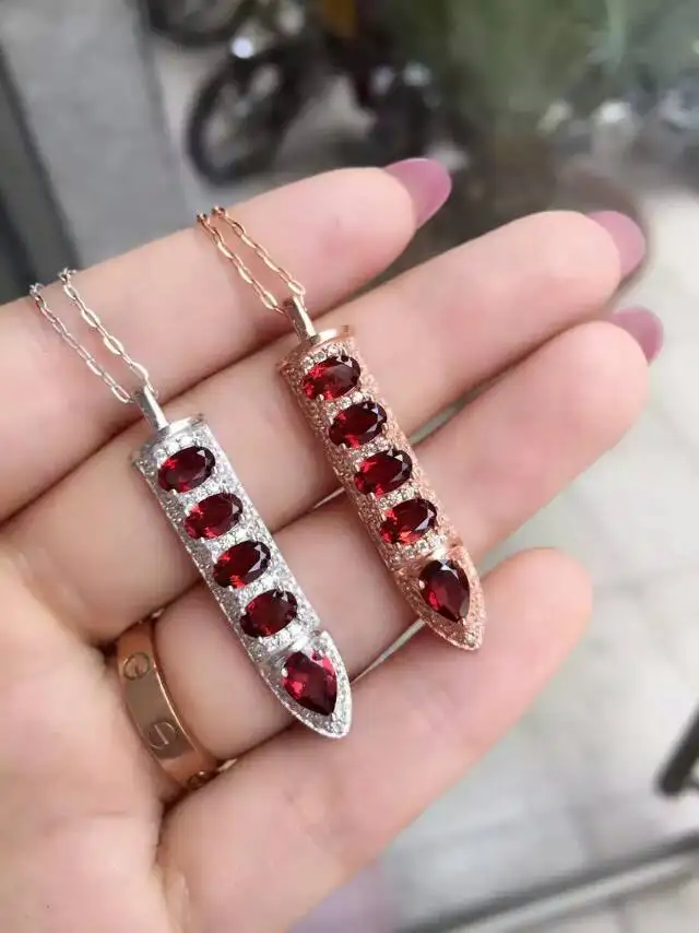 Натуральный Красный Гранат камень кулон серебро S925 натуральный драгоценный