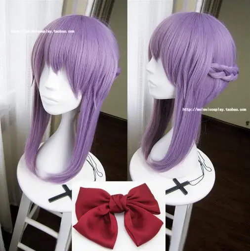 Аниме Owari no Seraph Of The End Shinoa Hiragi короткие фиолетовые плетеные термостойкие волосы косплей костюм парик+ бабочка шпилька - Цвет: Wig And Hairpin