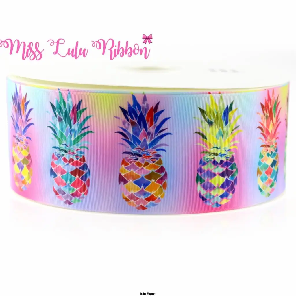 3 &quot75 мм летняя розовая лента в рубчик с принтом ананасов 7/8&quot 1-1/2 &quot/штаны