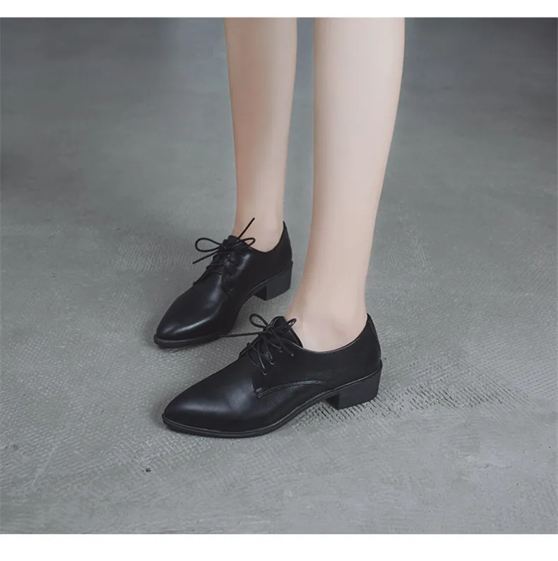 Женская обувь в европейском стиле; сезон весна-осень; Новинка года; стильная обувь на плоской подошве; обувь на толстой подошве с острым носком