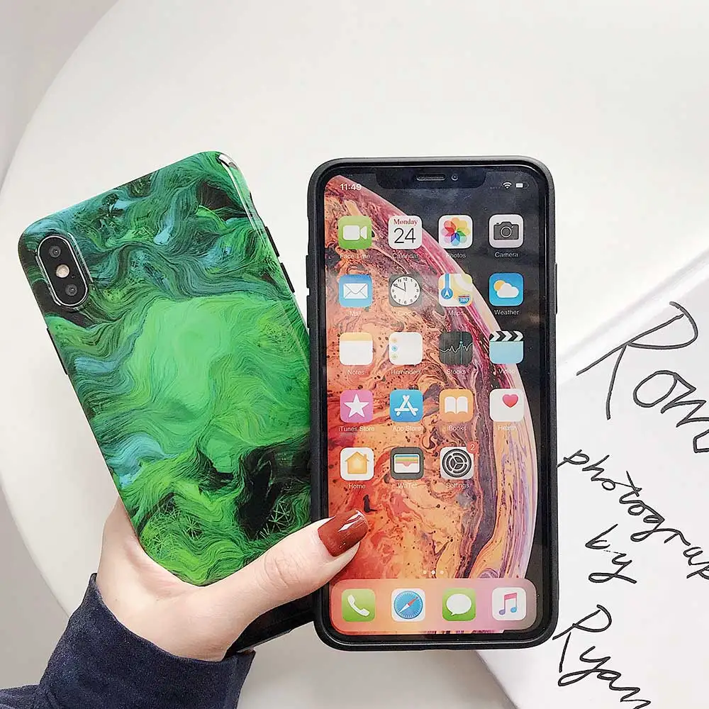 Мягкий чехол для телефона Boucho iphone 8plus XR XS MAX X Psychedelic зеленый 6 6S 7 8 Plus модный