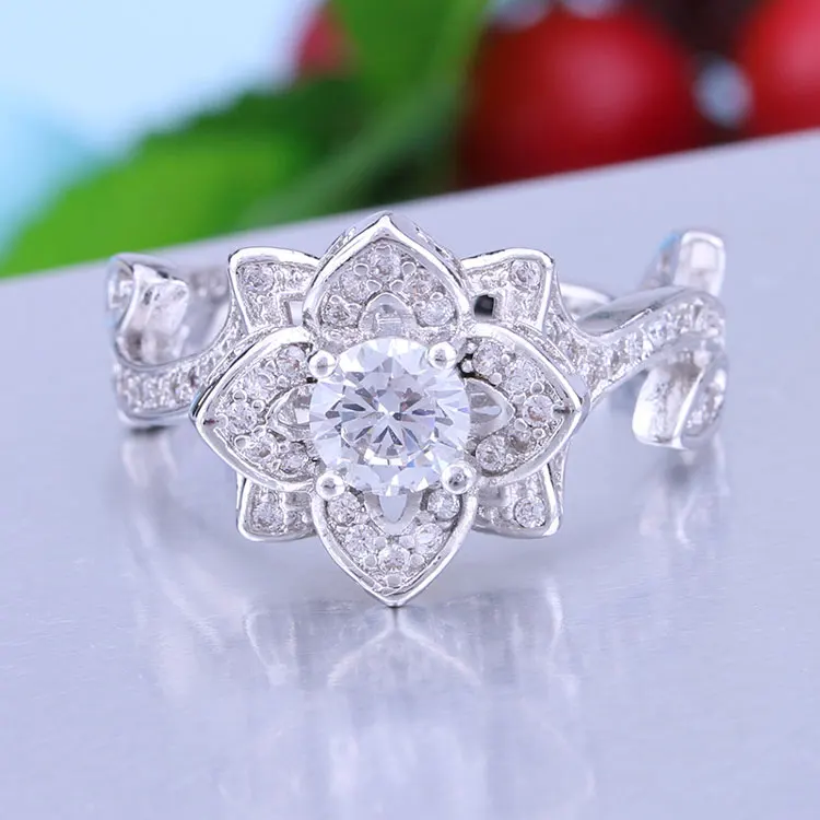 Best selling real sterling silver micro pave stones flower ring designs women rings | Украшения и аксессуары