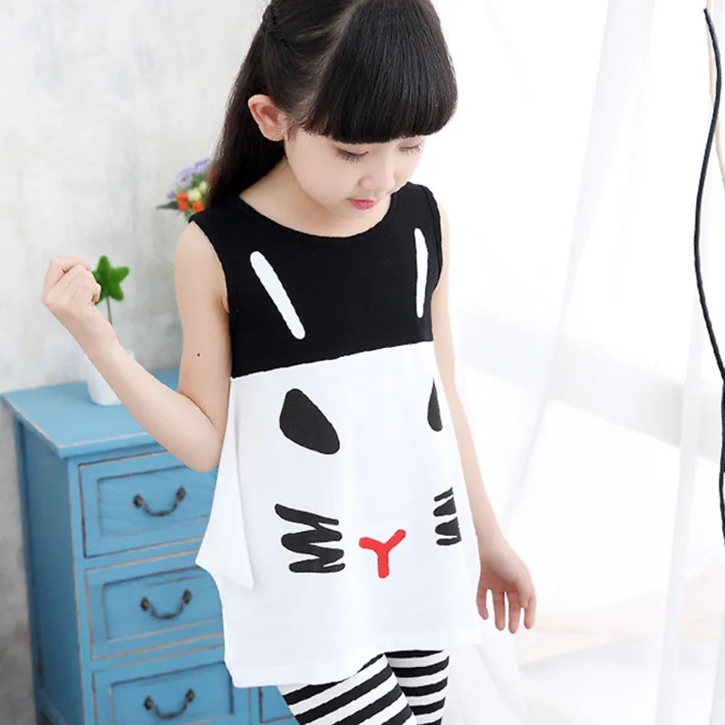 Одежда для маленьких девочек на осень 2021 летнее платье без рукавов с принтом