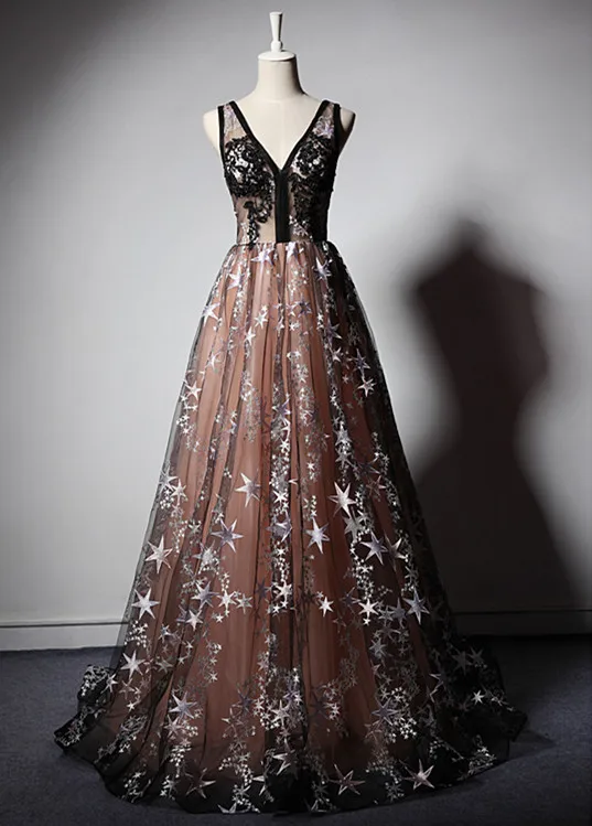 Платье подружки невесты длинное ТРАПЕЦИЕВИДНОЕ с V образным вырезом и