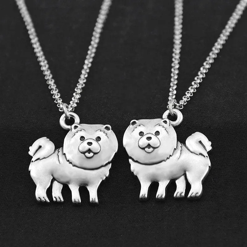 Pair Necklace Винтажная подвеска чау-чау, цепочка из нержавеющей стали, ожерелье, украшения с собаками, мужские ожерелья, подарки для женщин - Окраска металла: Pair Necklace