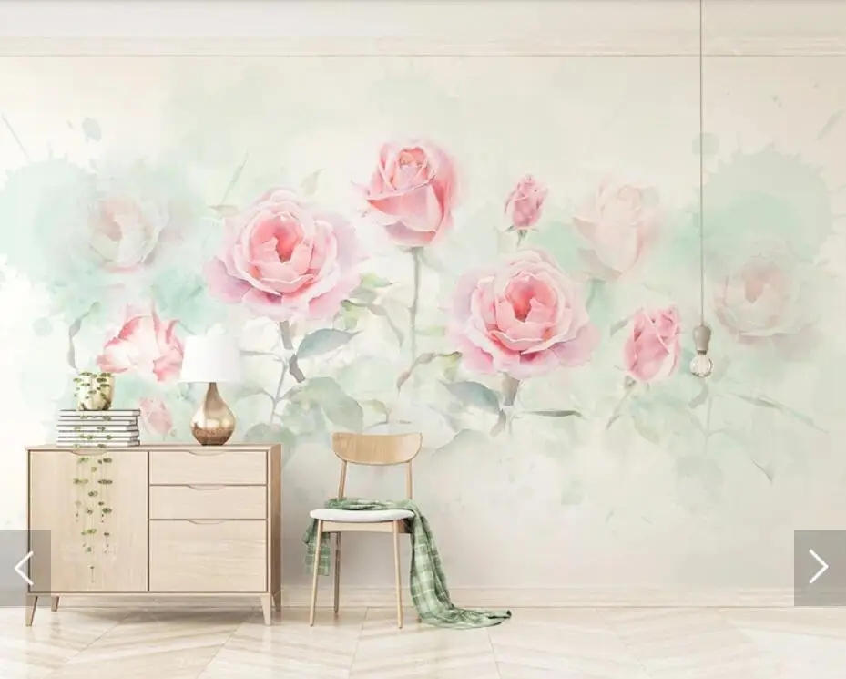 Настенная 3D картина с изображением роз акварель ручная роспись обои для гостиной