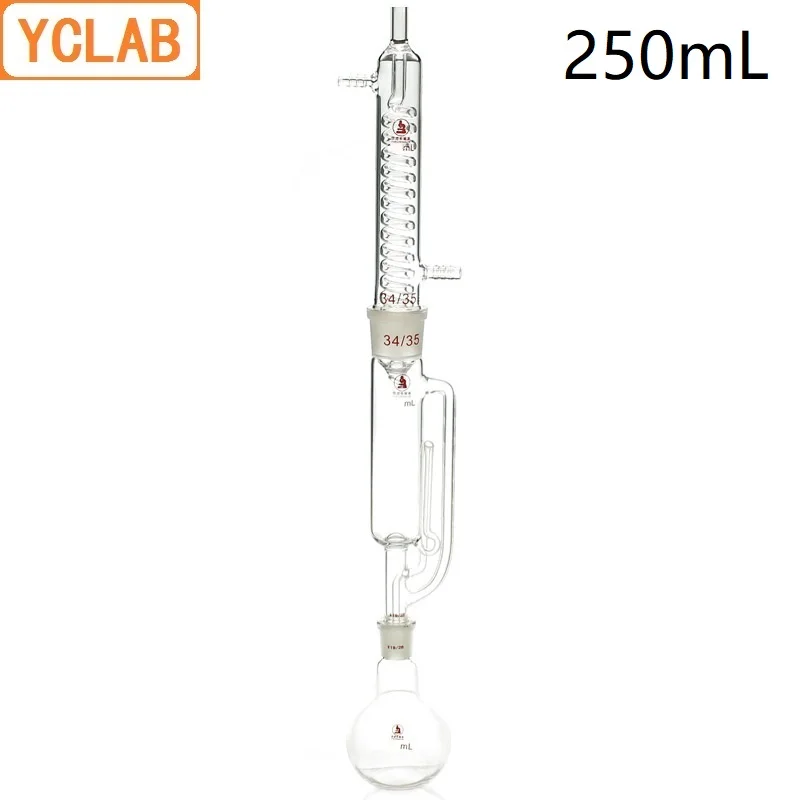 YCLAB 250mL Extraction Apparatus Soxhlet with Coiled Condenser and Ground Glass Joints Laboratory Chemistry Equipment