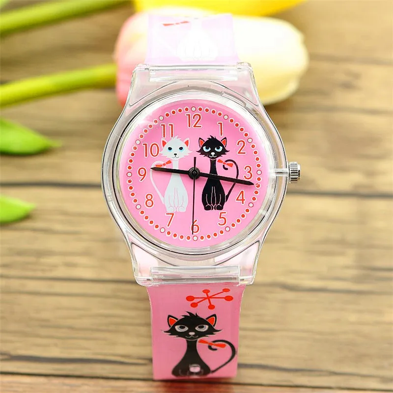 

new arrived women girls lovely cartoon lover cat dial high quality quartz watch import movement and waterproof students clock