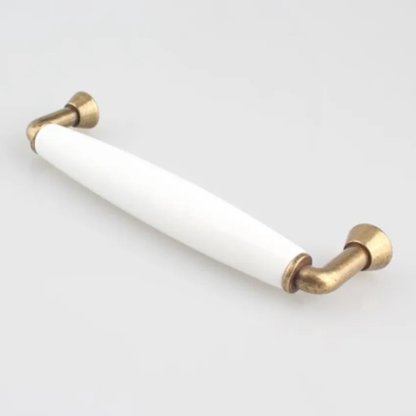 Белая бронзовая модная винтажная ручка для мебели 128 мм белая керамическая ящика