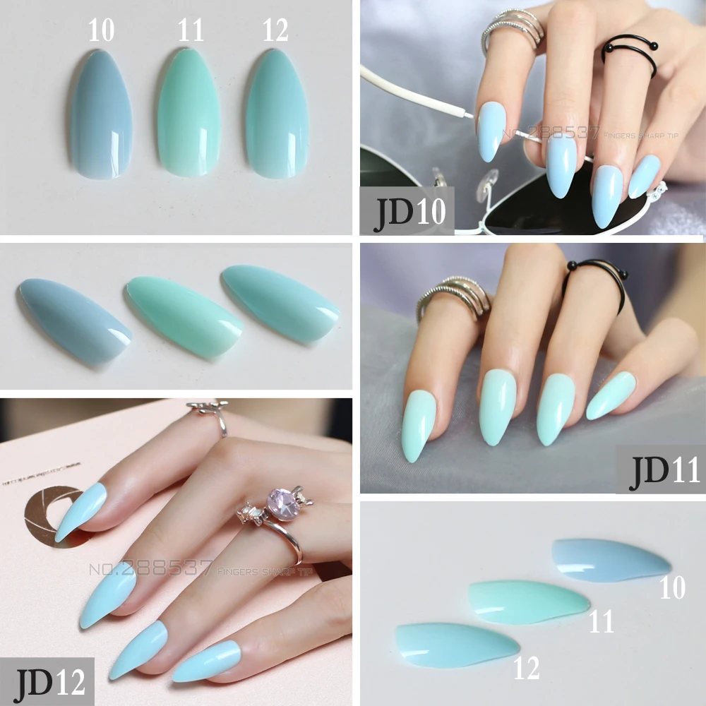 Новые Накладные Короткие Розовые, телесные, красные, коричневые, синие, с острым носком, на шпильке, накладные ногти, полное покрытие, чистый цвет, яркие, фиолетовые, хаки, белые