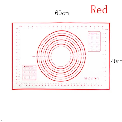 Red Кухонные гаджеты 40*60 см Платиновый силиконовый коврик для замеса теста для пиццы коврик для клецки коврик антипригарные плиты инструменты для выпечки - Цвет: Red