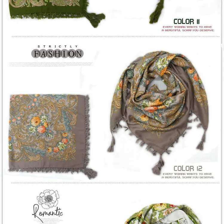 hot sale new fashion woman Scarf square scarves short tassel floral printed Women Wraps Winter lady shawls free shipping-03