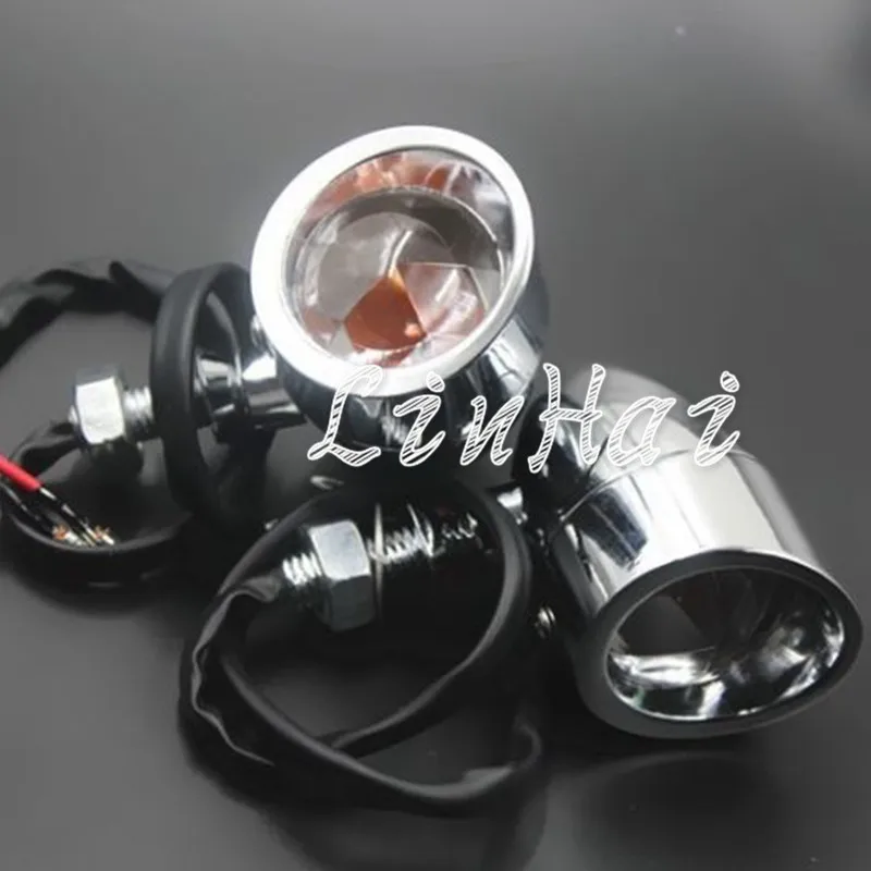 Металлический хромированный поворотник для мотоцикла индикатор поворота желтая