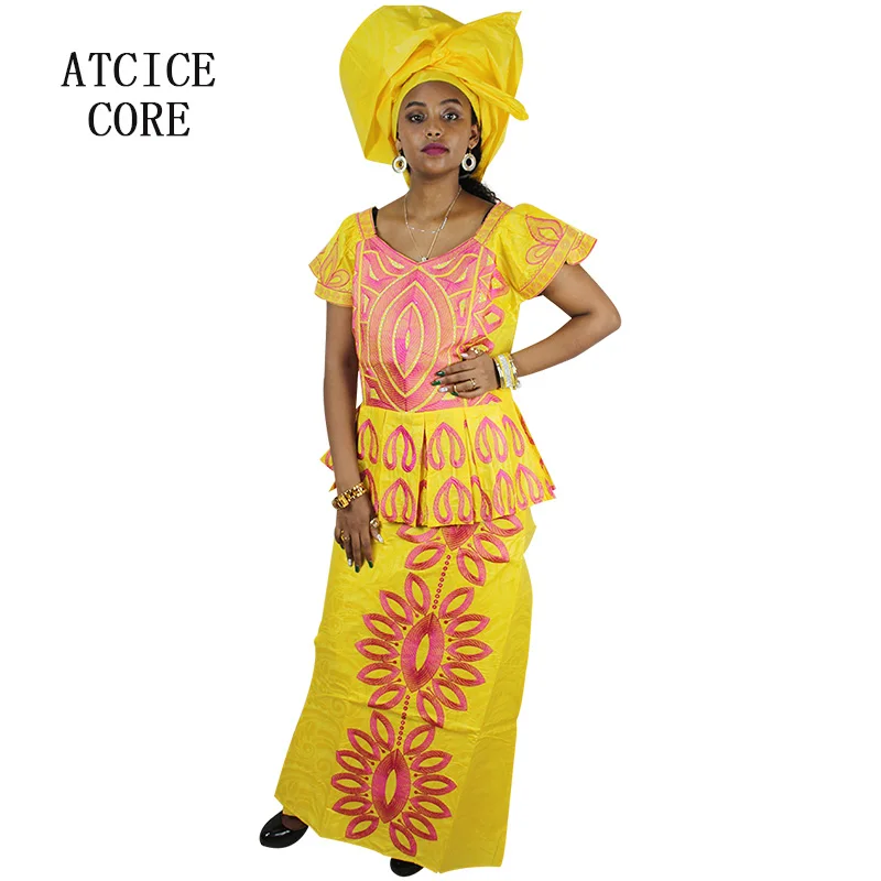Африканские платья для женщин базин богатый дизайн вышивка длинное платье