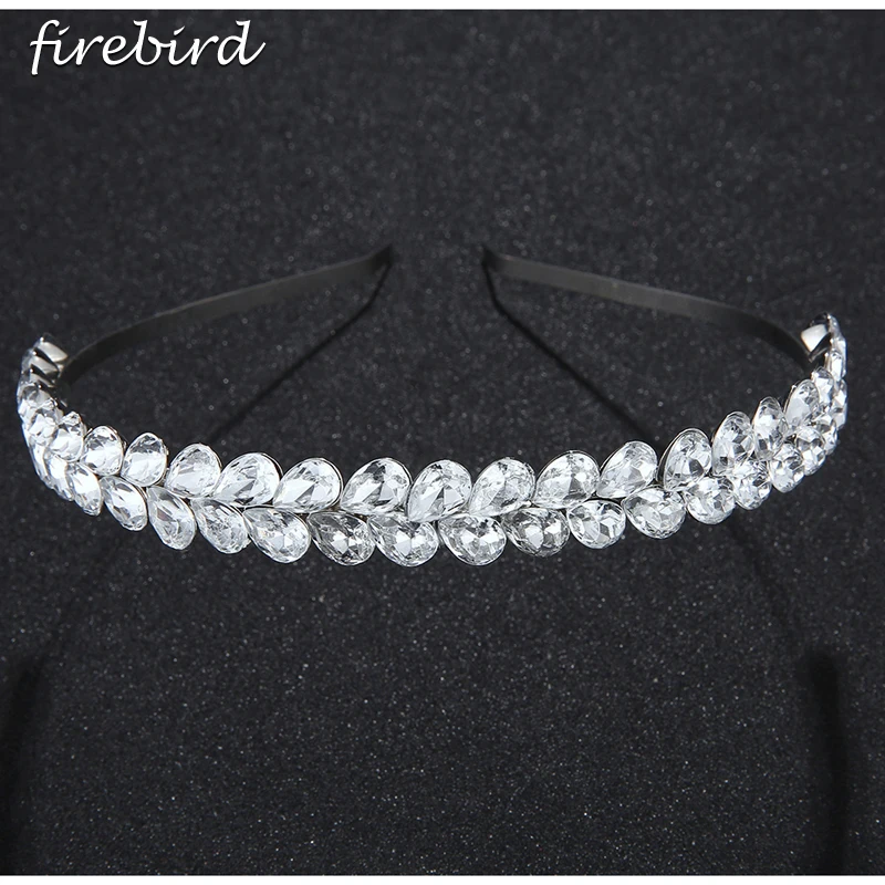 Модная головная повязка с кристаллами в форме капель в стиле серебряной короны для свадебных и брачных аксессуаров украшений волос.