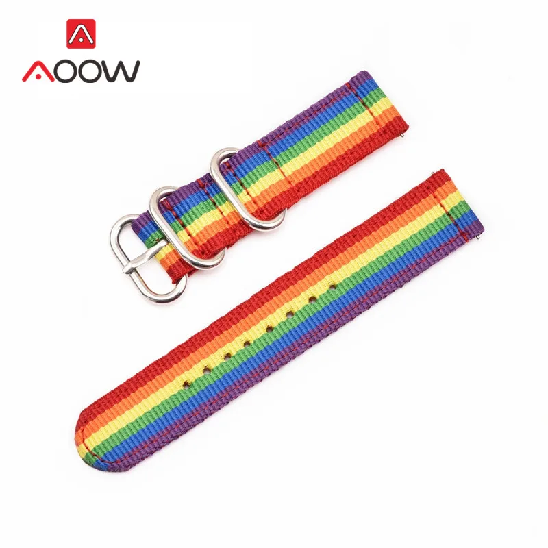 Rainbow s Тканый нейлоновый ремешок Nato 18 мм 20 мм 22 мм 24 мм для samsung Galaxy Watch Active 42 мм 46 мм Amazfit сменный Браслет из ткани - Цвет ремешка: Rainbow s