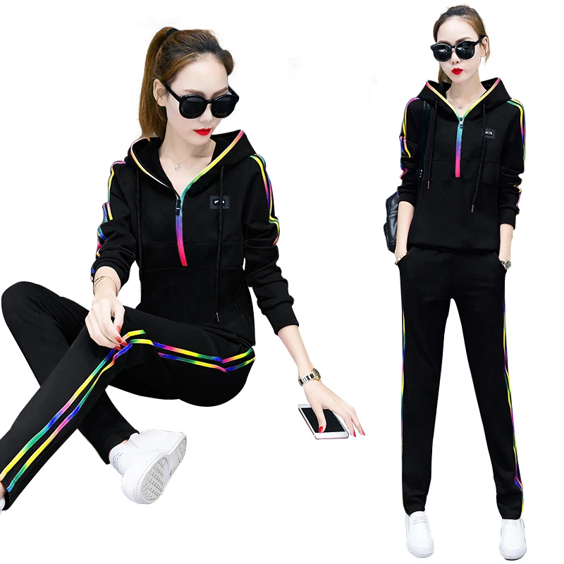 Женский спортивный костюм с радужными краями повседневный из 2 предметов кофта и