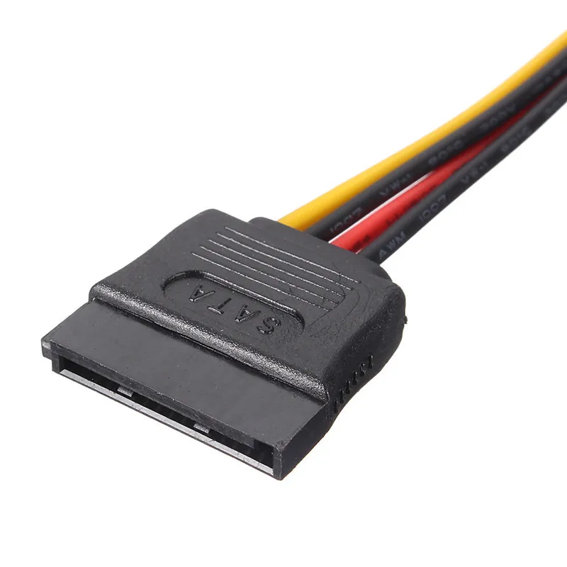 Высококачественный Кабель питания SATA 15 Pin Female to Molex IDE 4 Male адаптер двойной кабель
