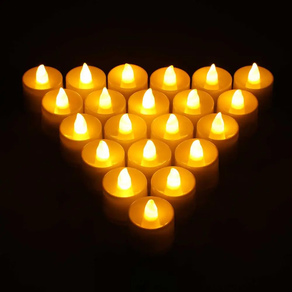 Yellow no Remote Rantion 24 шт./компл. Led лампы в форме свечи Чай огни с пультом дистанционного управления, Батарея лампы в форме свечи лампы для Одежда для свадьбы, дня рождения праздник Рождества DIY Декор - Цвет: Yellow no Remote