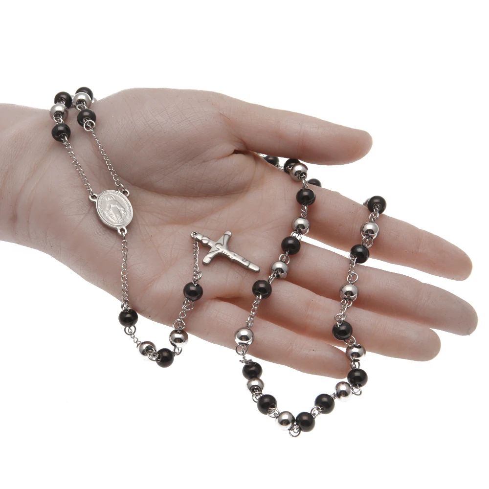 UWIN мужское ожерелье с подвеской в виде Креста Иисуса подвеска Розария серебряное