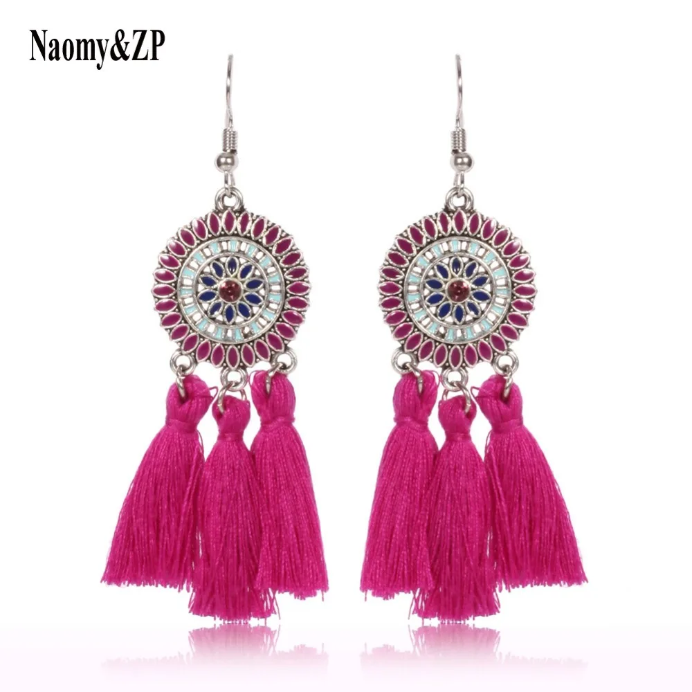 Богемные серьги с кисточками Naomy &amp ZP бисерные Эффектные женские длинные висячие