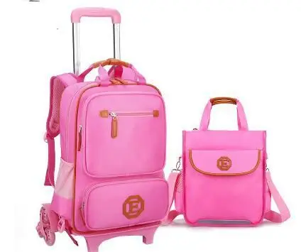 6 wheel with handbag Детский рюкзак на колесиках, детский рюкзак для путешествий, сумка на колесиках, рюкзак на колесиках для школьниц, сумка на колесиках - Цвет: 6 wheel with handbag