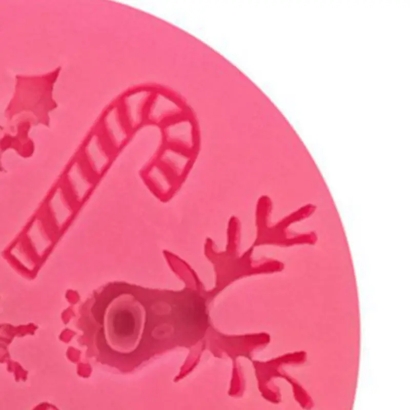 1 шт. розовый круглый Санта костыль Олень Снежинка помадка торт силиконовые формы