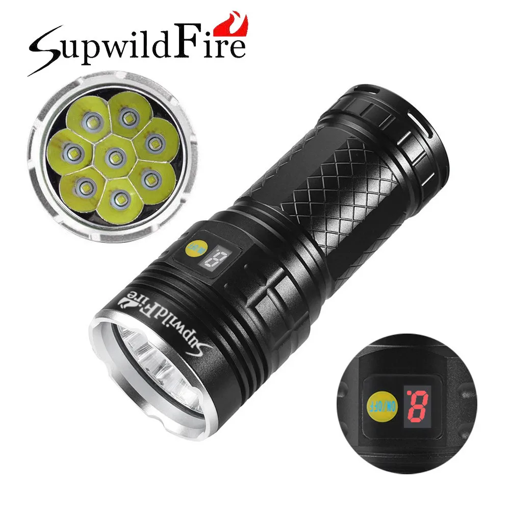 ISHOWTIENDA наиболее Мощность ful светодиодный фонарик 8x XM-L T6 светодиодный Мощность цифровой Дисплей охоты Flashligt батарея для охоты# g20 - Испускаемый цвет: Silver