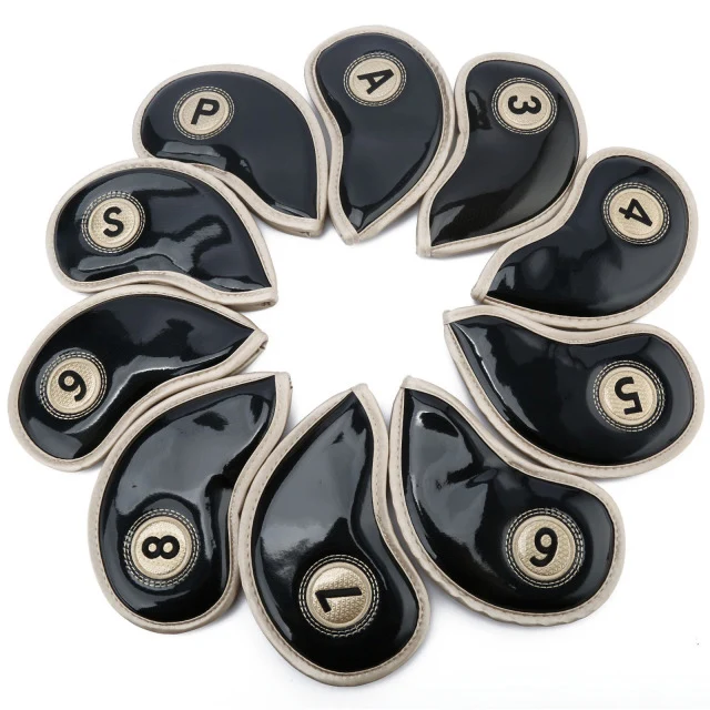 10 шт. Толстая Кожа PU черная гладкая поверхность Головки для клюшки Гольф железный