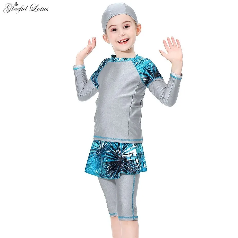 Купальник для девочек мусульманский скромный пляжная одежда Арабская Hajib с