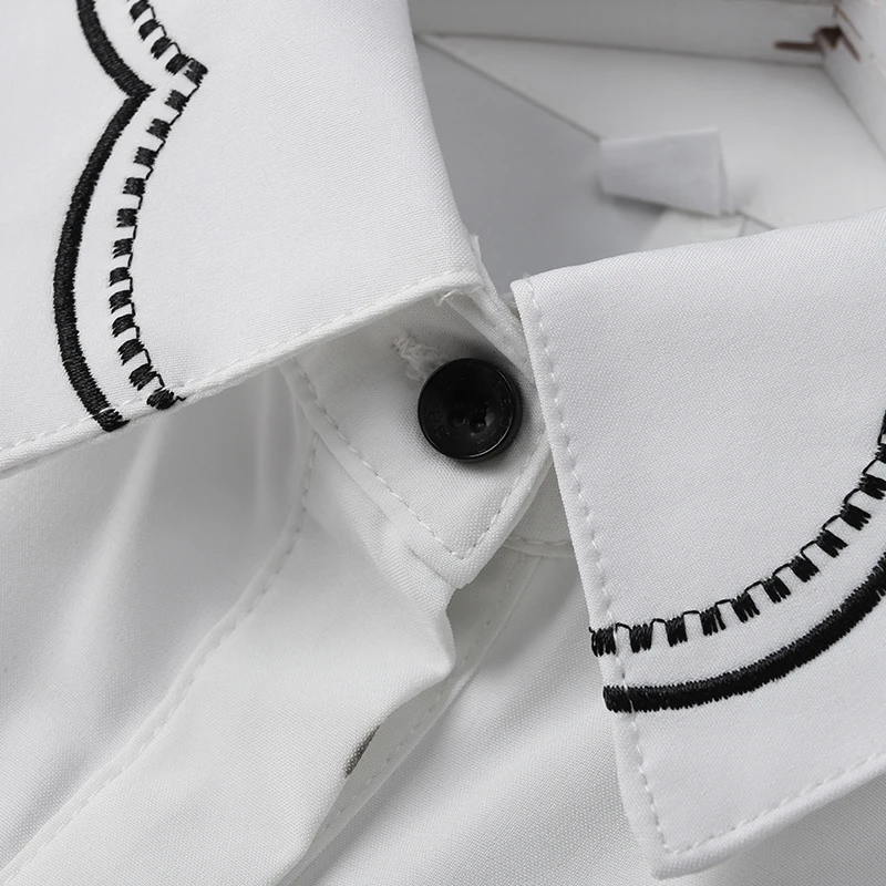 Lenshin рубашка с короткими рукавами и вышивкой Деловая одежда элегантные топы