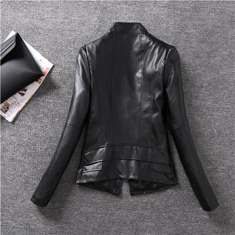 

New Fashion Pu Biker Women Autumn Coat Leather Jackets For Women Turn-down Collar Zipper Women Leather Streetwear Jacket Veste
