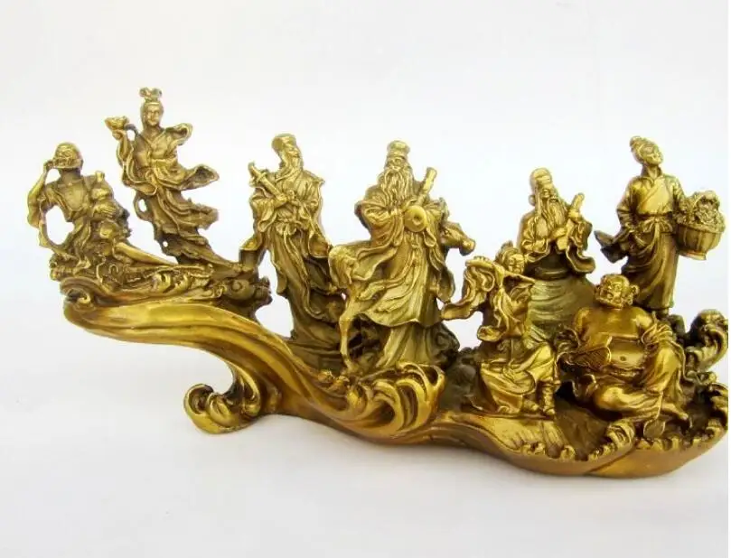 Китайский дракон из латуни Loong Gourd Basket Fan Eight Immortal 8 God Statue | Дом и сад