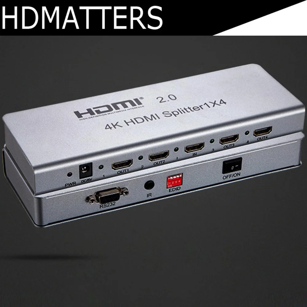 Настоящий UHD HDMI 2,0 разветвитель 1 в 4 из 4 к 60 Гц HDMI 2,0 1X2 HDR HDCP 2,2 3840X2160 p/60 Гц с RS232 для PS4 pro ПК ноутбука UHD tv