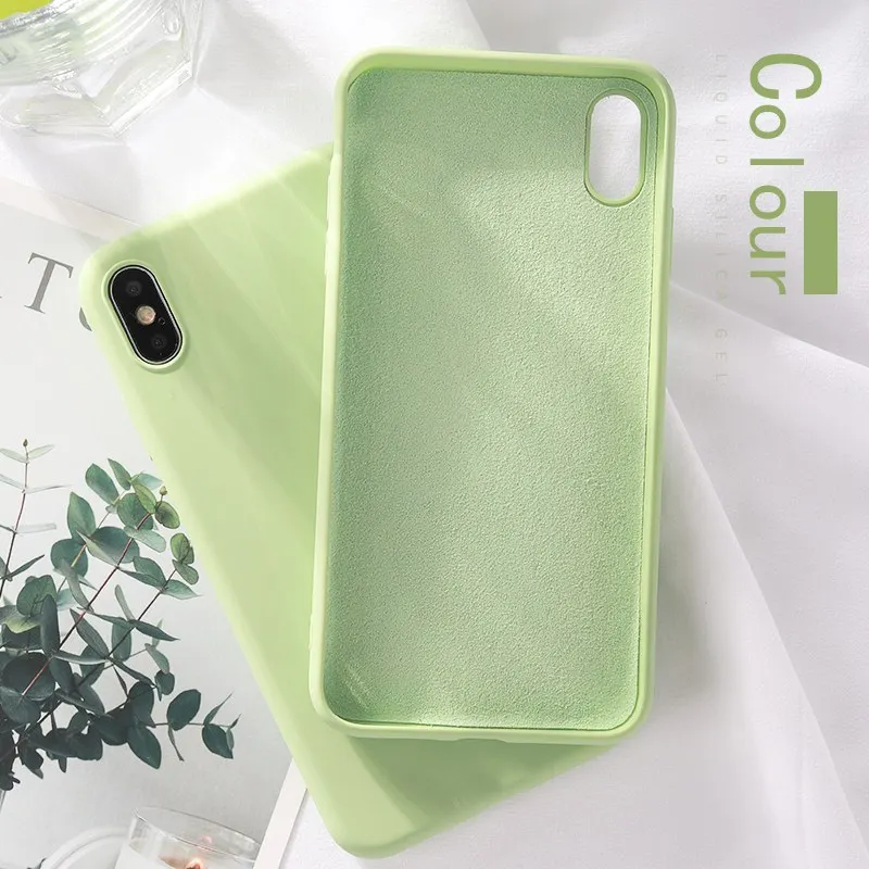 GREEN Официальный жидкий силиконовый чехол для телефона для iphone 11 Pro MAX XS MAX XR 7 8 6 Plus мягкий гелевый резиновый противоударный чехол из микрофибры - Color: GREEN