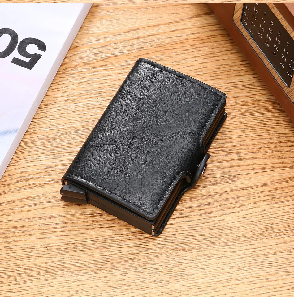 KEEBREAK Анти RFID Блокировка кожаный держатель для карт id Кредитная карта маленький, для визиток металлический дорожный минималистичный кошелек Чехол