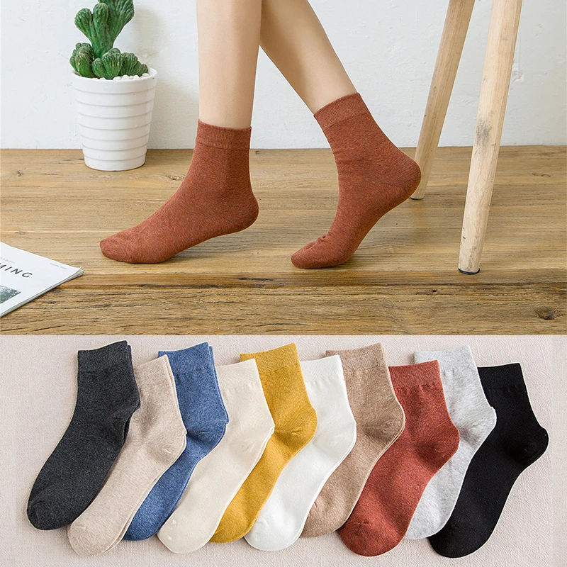 HOT 10pieces = 5 pairs cotton socks autumn and winter warm women socks colorful Special comfortable Knitted Girls Casual Socks