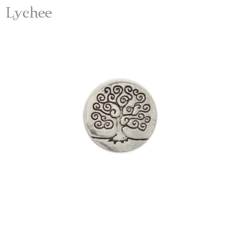 Lychee 10 шт. серебристые металлические пуговицы с резьбой по дереву и хвостовиком круглые резные пуговицы для джинсов DIY шитье ручной работы скрапбук ремесло