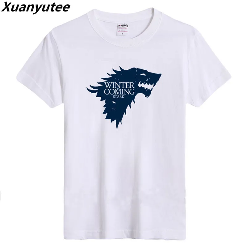 XuanYutee Winter Is Coming Stark T shirt Men Tee Shirt Homme 3XL EU O-neck Short Sleeve GOT Fans Summer Cotton Print | Мужская одежда