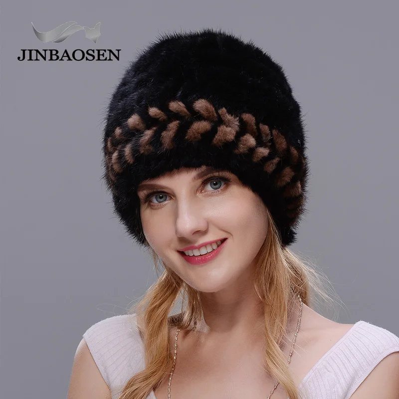 JINBAOSEN женская зимняя Толстая теплая шапка из натурального меха норки шапки для