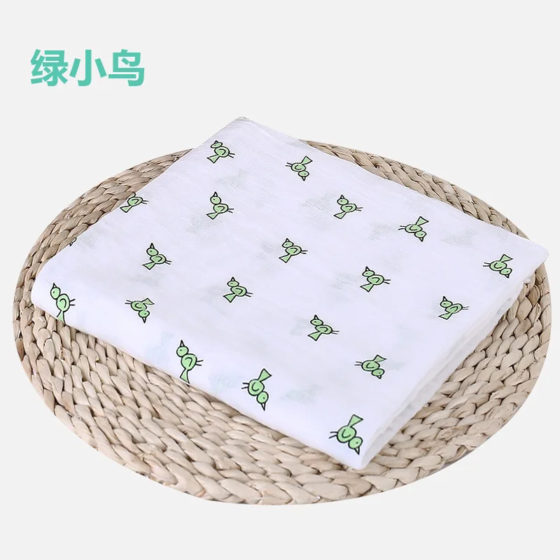 Green-bird 1 шт., муслин, хлопок, детские пеленки, мягкие одеяла для новорожденных, для ванной, марля, Детская накидка, спальный мешок, чехол для коляски, игровой коврик - Цвет: Green-bird