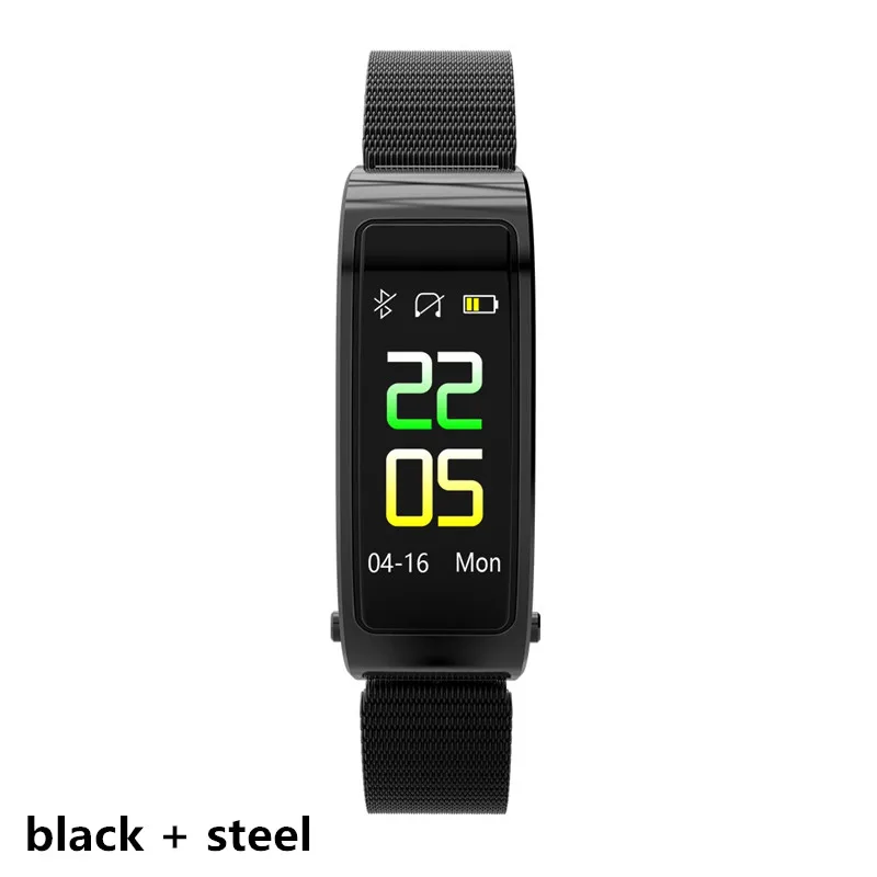 black steel AMYNIKEER smart band Y5 Фитнес браслет Поддержка вызовов сердечный ритм измерять кровяное давление оксиметр музыка функциональные смарт-браслет - Цвет: black steel