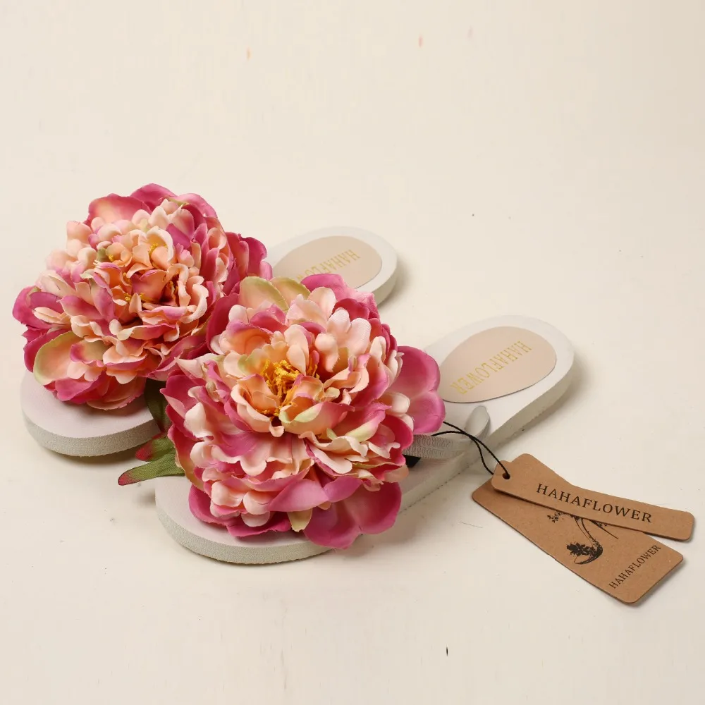 HAHAFLOWER/Лидер продаж года; Новая модная летняя обувь; женские шлепанцы; женские сандалии 16 см с цветами; сандалии на плоской подошве; Нескользящие тапочки; большие размеры