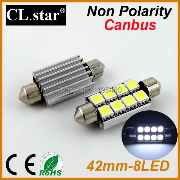 

10pcs Supe quality No polarity C5W 41mm 42mm 8smd 211-2 212-2 214-2 6451 6411 canbus festoon led Interior dome map Light