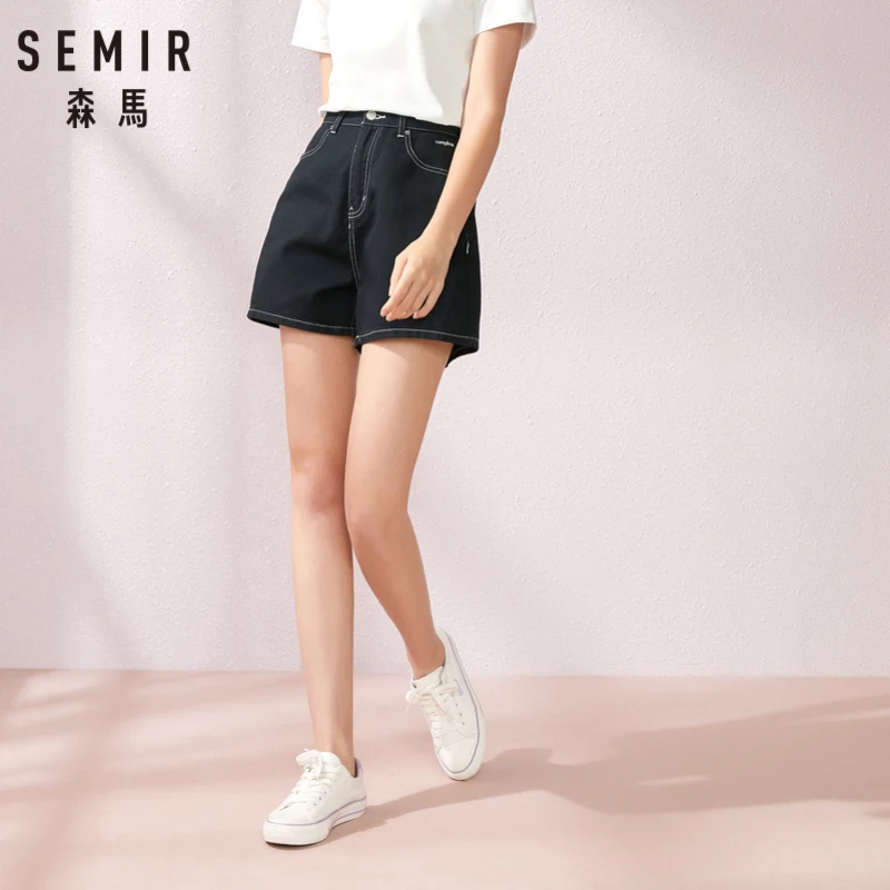 Женские джинсовые шорты SEMIR с высокой талией и надписью лето 2019|Женские шорты| |