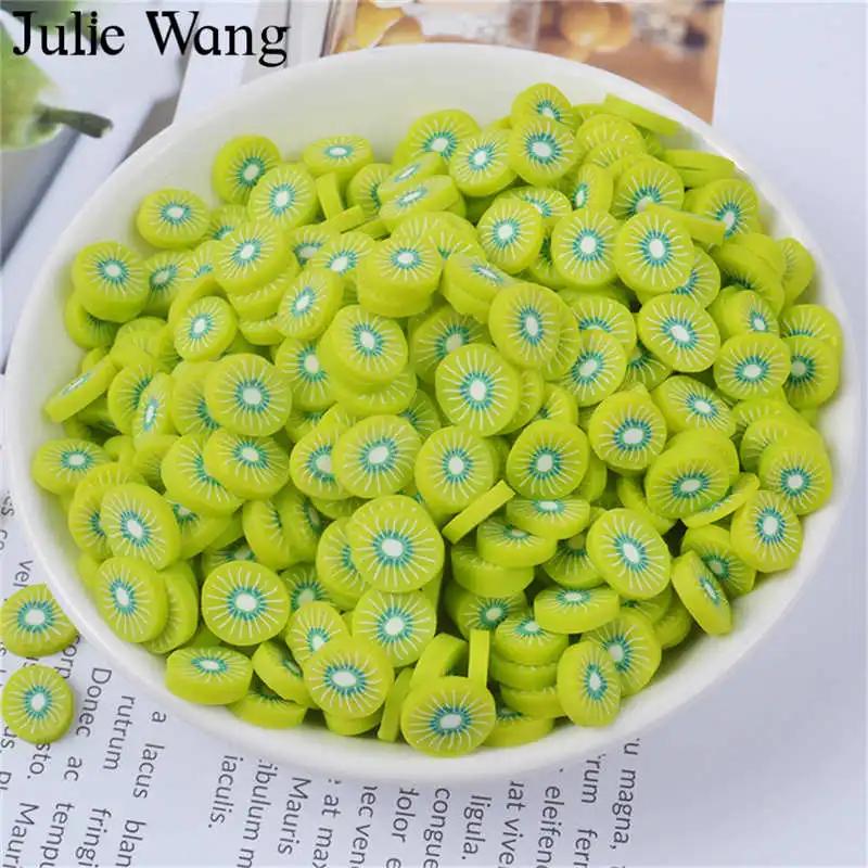 Kiwi Julie Wang, 40 шт., искусственный фруктовый срез из смолы, амулеты Slime Fimo, глина, банан, виноград, апельсин, аксессуары для изготовления ювелирных изделий, настольные реквизиты - Окраска металла: Kiwi